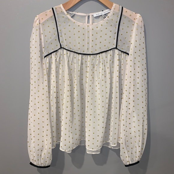 English Factory Tops - English Factory | Gold Shimmer Polka Dot Blouse